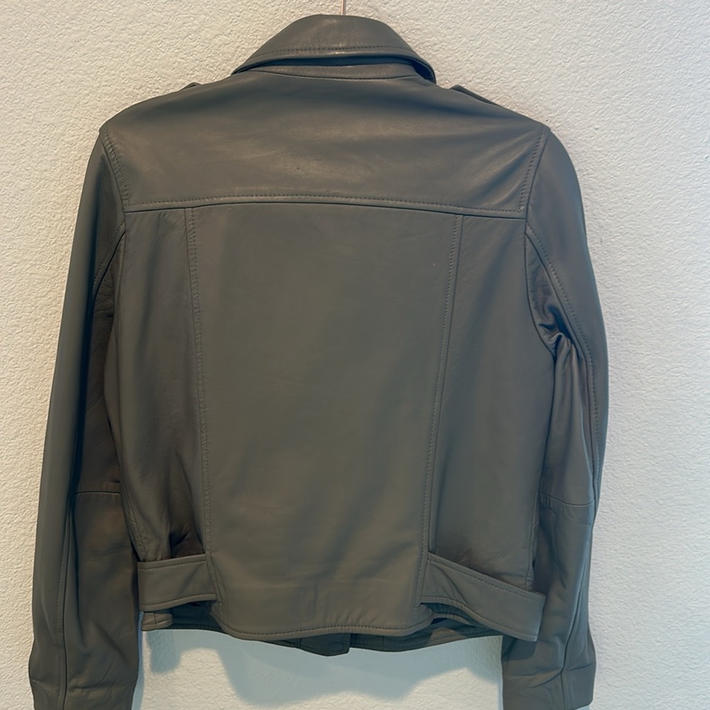 Allison Leather Moto Jacket in Army Green - Medium - Picture 6 of 9